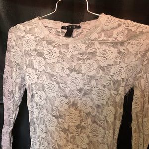 Rose pattern long sleeve see through shirt